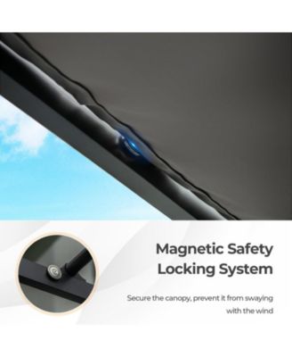 10 x 10 Feet Outdoor Pergola with Retractable Canopy and Metal Columns