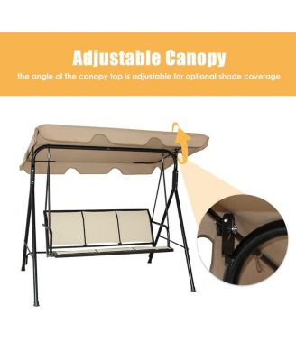 3 Person Steel Frame Patio Swing with Polyester Angle and Adjustable Canopy