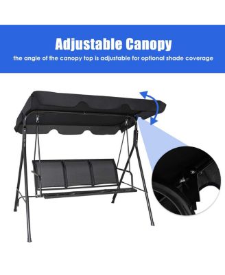 3 Person Steel Frame Patio Swing with Polyester Angle and Adjustable Canopy