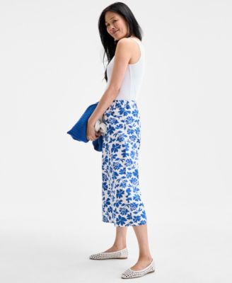 Women's Printed Cotton Pull-On Cropped Pants, Exclusively at Macy's