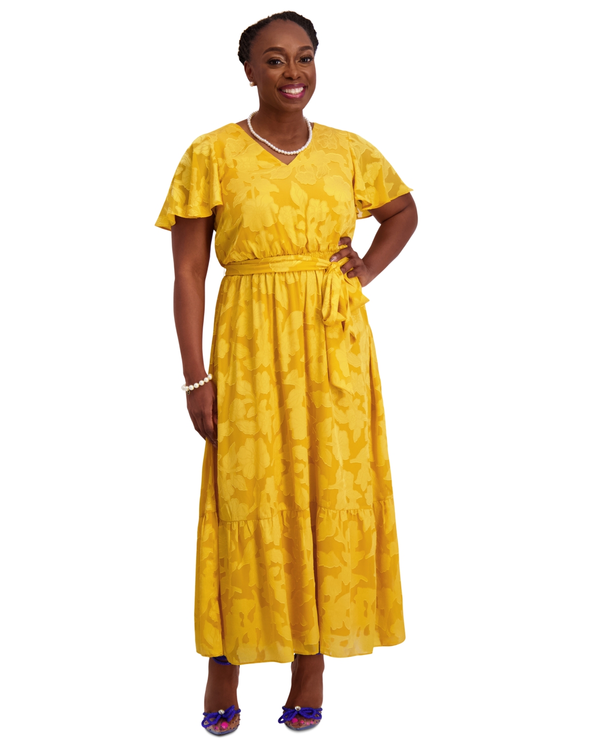 Kasper Flutter-sleeve Smock-waist Dress, Regular & Plus