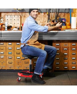 330 LBS Capacity Pneumatic Rolling Mechanic Stool with Padded Seat