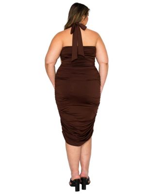 Plus Size Izzy Side Ruched Halter Neck Dress