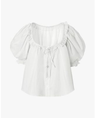 Women's Puff Sleeve Button Up Top