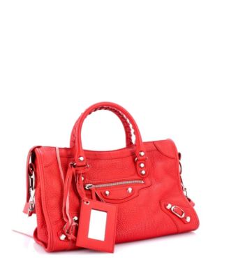 Бывшая в употреблении кожаная сумка Balenciaga Small City Classic с заклепками