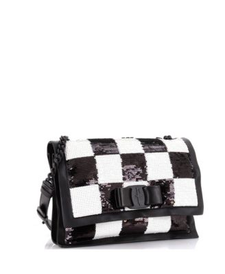 Small Viva Bow Flap Bag Sequin Embellished Leather