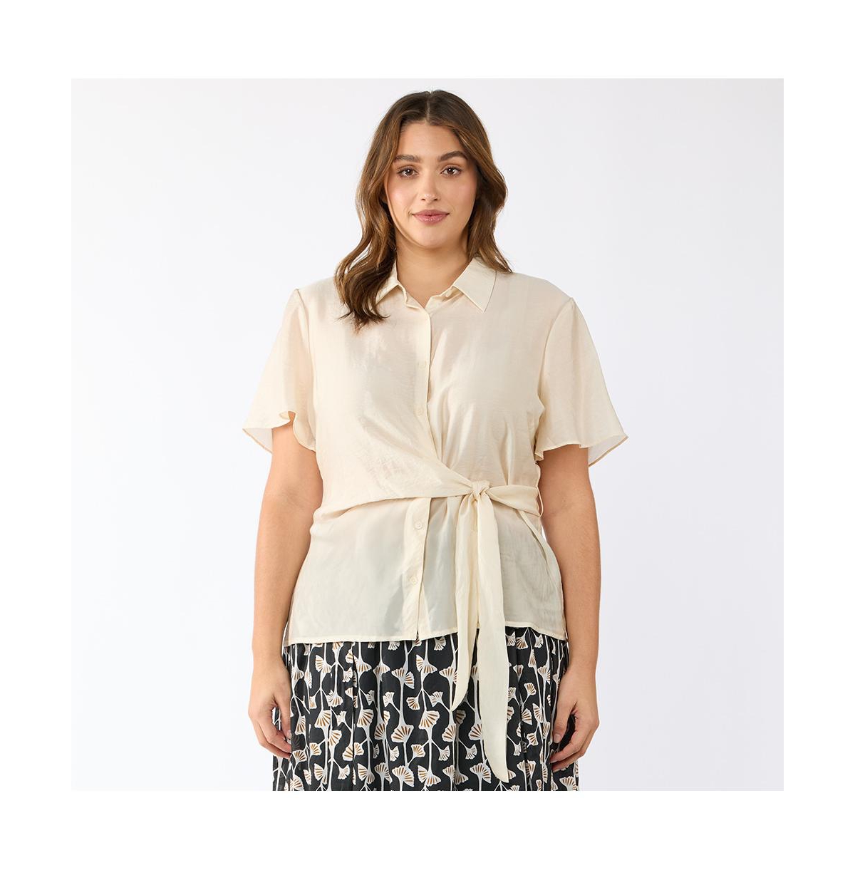 Plus Size Sandstorm Wrap Shirt - Ivory