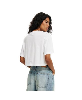 Женская укороченная футболка свободного кроя с графическим рисунком из хлопка Lcn