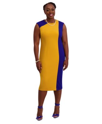 Kasper - Women's Colorblocked Cap-Sleeve Dress, Regular & Plus Sizes