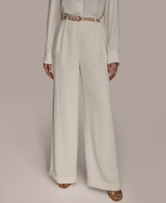 Donna Karan New York - Women's Pinstripe Wide-Leg Belted Pants, Regular & Petite