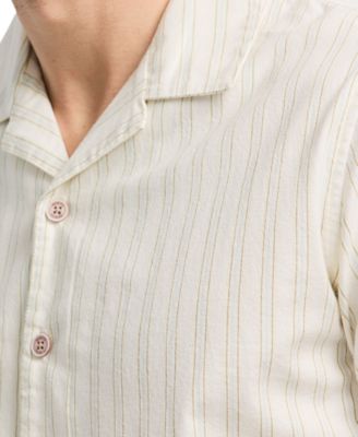 Men's Salaman Short Sleeve Striped Button-Front Camp Shirt