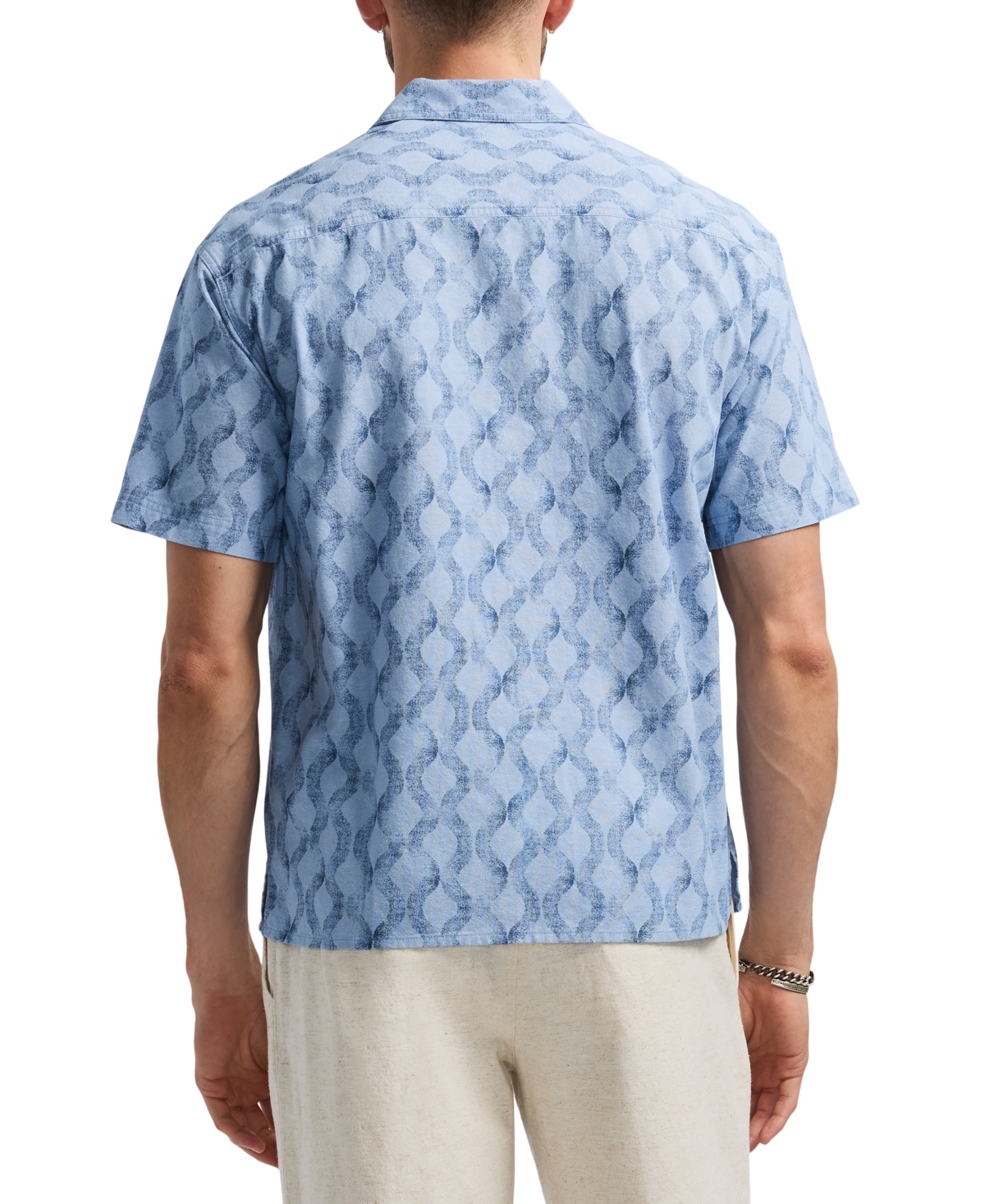 Buffalo David Bitton Men's Sonix Relaxed Fit Short Sleeve Wave Print Button-front Camp Shirt