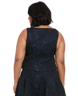 Plus Size Metallic Floral Jacquard Top