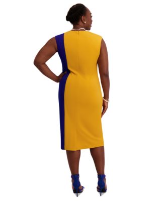 Women's Colorblocked Cap-Sleeve Dress, Regular & Plus Sizes