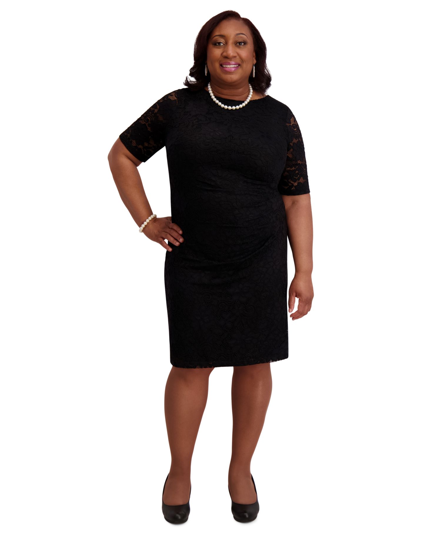 Women's Lace-Sleeve Sheath Dress, Regular & Plus Sizes