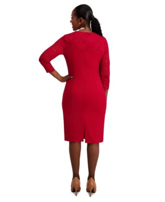 Women's Lace-Sleeve Sheath Dress, Regular & Plus Sizes 