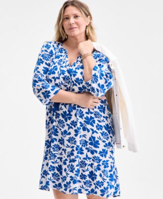 Plus Size Floral Spark Shift Dress, Exclusively at Macy's 