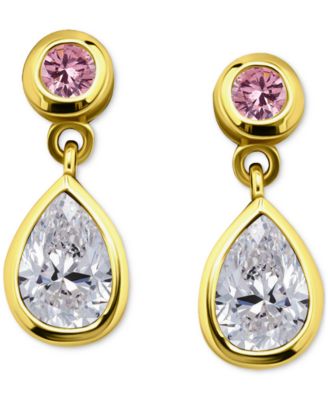 Cubic Zirconia Drop Earrings in Sterling Silver (also in 18k Gold over Sterling Silver), Exclusively at Macy's