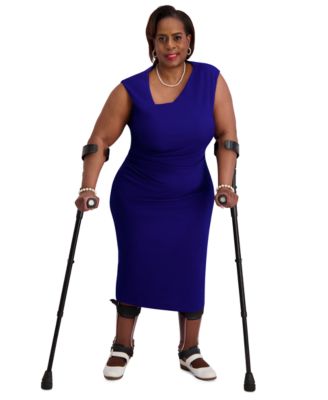 Women's Asymmetrical-Neck Midi Dress, Regular & Plus Sizes