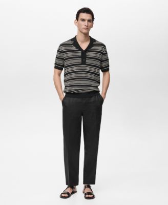 Mango Mens Striped Braided Knit Polo Shirt 11490₽