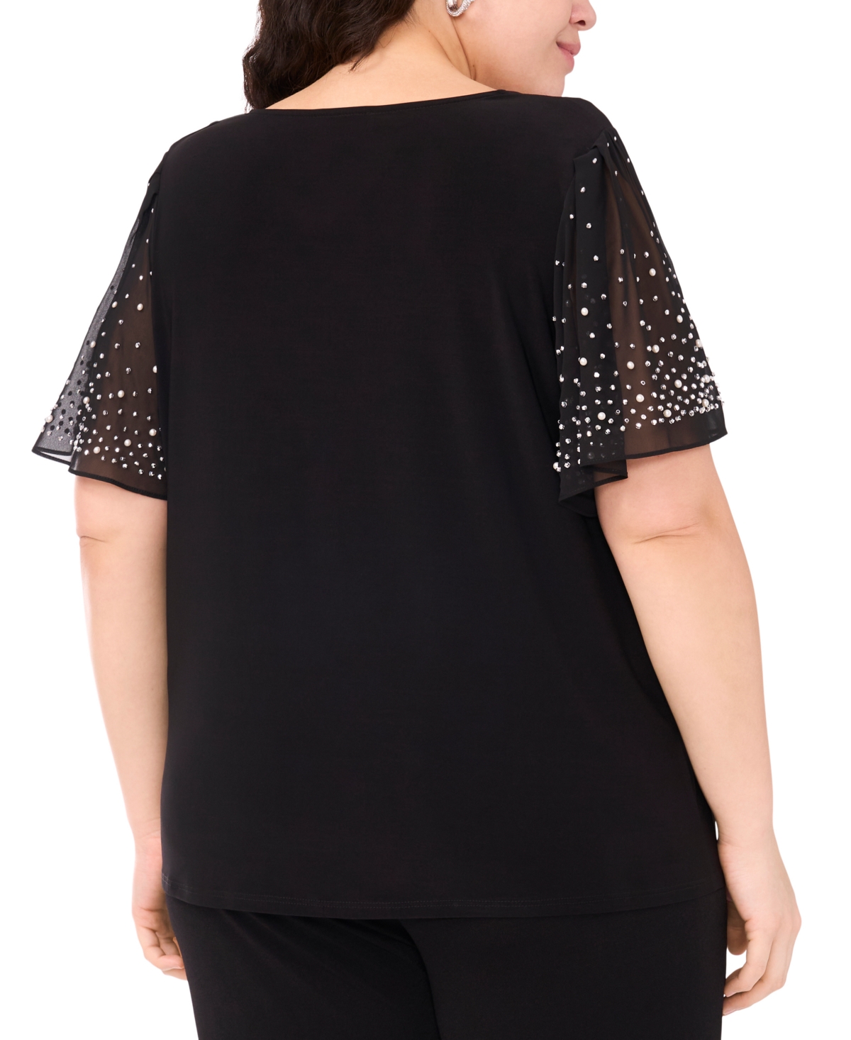 Msk Plus Size V-neck Combo Short-sleeve Evening Top