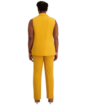 Notched Collar Open-Front Regular & Plus Sizes Vest Jacket