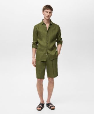 Mango Mens Linen Bermuda Pleated Shorts 13390₽