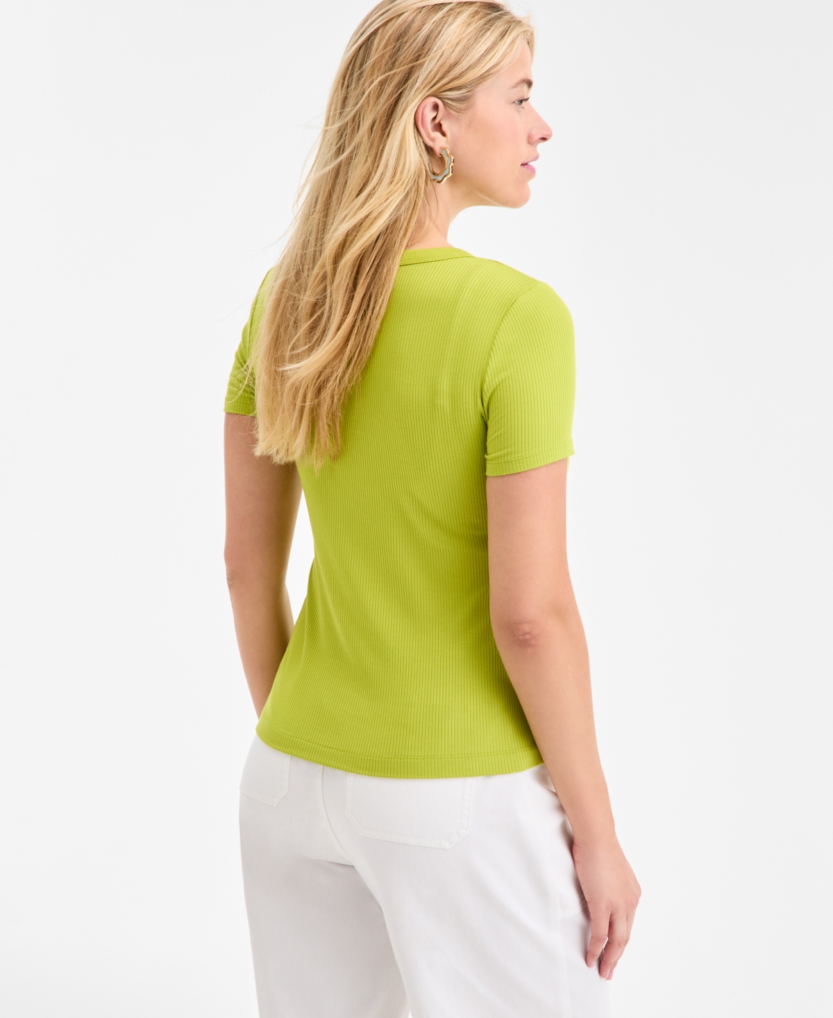 On 34th Women's Ribbed T-shirt, Created For Macy's In Green