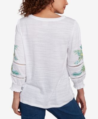 Ruby Rd. Топ из однотонного текстурированного трикотажа с вышивкой больших размеров