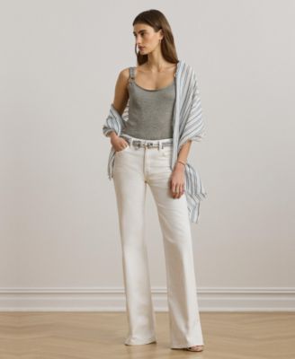 Women's Ring-Trim Metallic Sweater Tank Top