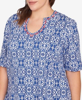 Plus Size Pacific Medallions Embellished Knit Top