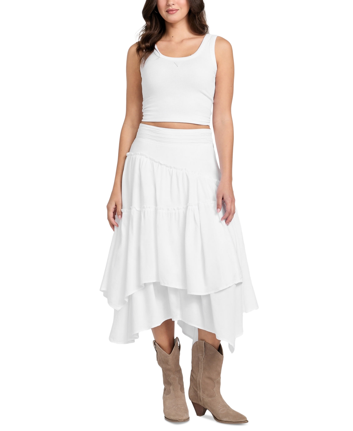Guess Women's Tanya Denim Tiered Maxi Skirt