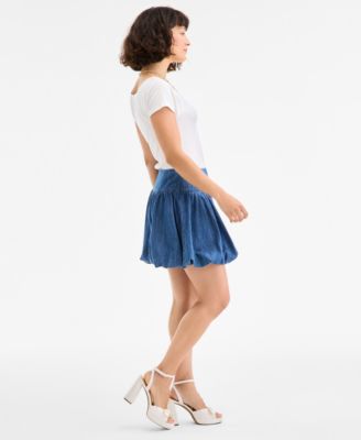 Women's Denim Bubble-Hem Mini Skirt, Exclusively at Macy's