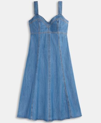 Women's Denim Sweetheart-Neck Midi Dress, Exclusively at Macy's