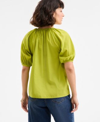 Women's Elbow Sleeve Braided-Trim Top, Exclusively at Macy's