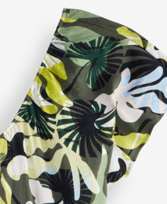 Women's Flutter-Sleeve Printed Textured Midi Dress, Exclusively at Macy's