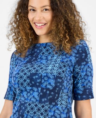 売れ筋商品|||スタイルアンドコー カットソー トップス レディース Petite Elbow-Sleeve Patchwork Top, Exclusively at Macy's Pink Rush Combo Style & Co Petite Elbow-Sleeve Patchwork Top, Exclusively at