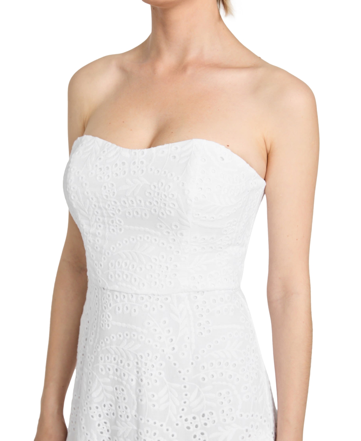 Guess Joyce Embroidered Eyelet Cotton High-low Dress In White