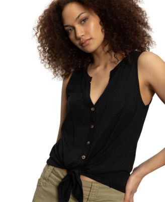 Women's Button-Up Tie-Front Sleeveless Top