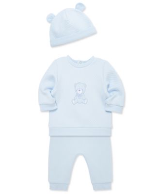 Baby Boys Bear Quilted Top, Pants & Hat, 3 Piece Set  