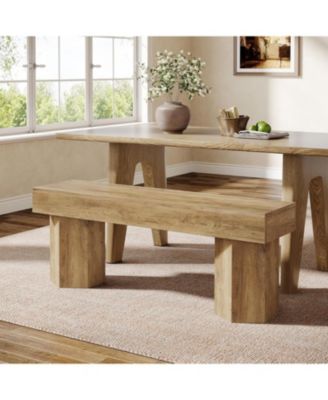 Wooden Dining Bench, 41" Farmhouse Entryway Bench for Indoor Space, Long End of Bed Seat for Dining Room, Bedroom, Entry, Mudroom