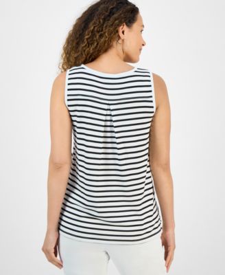 売れ筋商品|||スタイルアンドコー カットソー トップス レディース Petite Striped Easy Fit Tank Top, Exclusively at Macy's Bright White Style & Co Petite Striped Easy Fit Tank Top, Exclusively at