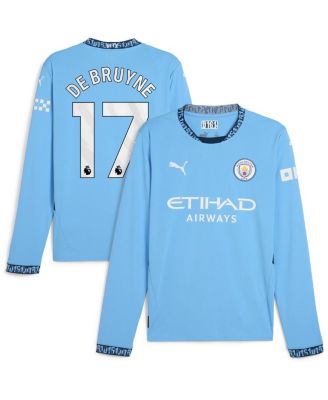 Puma - Men's Kevin De Bruyne Light Blue Manchester City 2024/25 Home Replica Long Sleeve Player Jersey