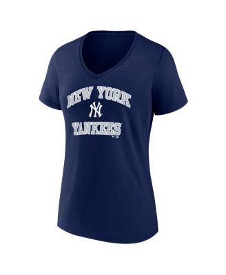Женская футболка Fanatics Navy New York Yankees с выгнутым V-образным вырезом и надписью 