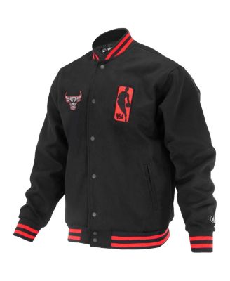 Мужская и женская черная университетская куртка FISLL из коллекции Chicago Bulls Logoman Shadow Collection на полной застежке