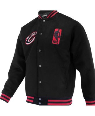 Мужская и женская черная университетская куртка FISLL с логотипом Cleveland Cavaliers Man Shadow Collection на полной застежке