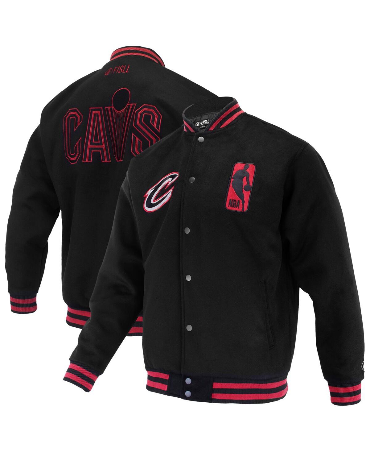 Men's and Women's Black Cleveland Cavaliers Logo Man Shadow Collection Full-Snap Varsity Jacket - Black