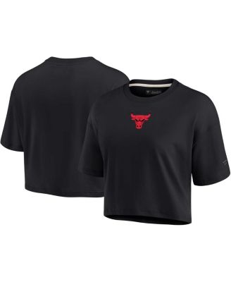Fanatics - Women's Black Chicago Bulls Elements Super Soft Boxy Cropped T-Shirt