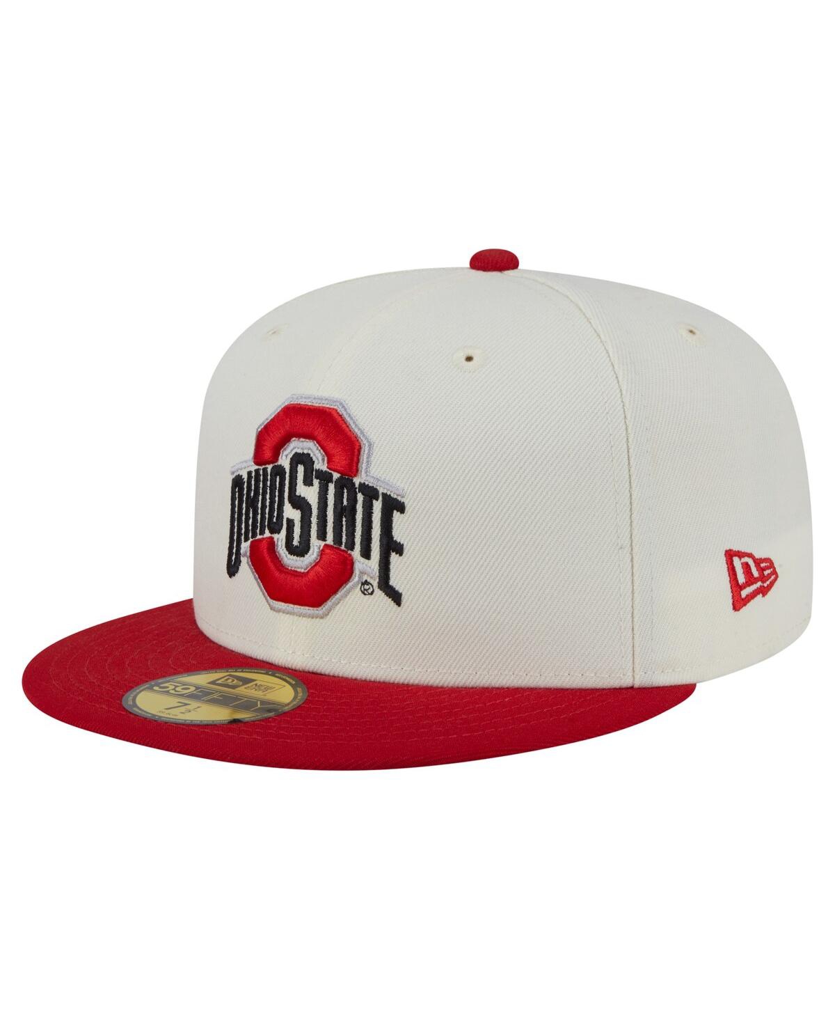New Era Men's Cream Ohio State Buckeyes Chrome 59FIFTY Fitted Hat - Cream