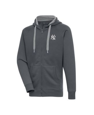 Мужская толстовка Antigua с капюшоном на молнии New York Yankees Metallic Victory цвета древесного угля